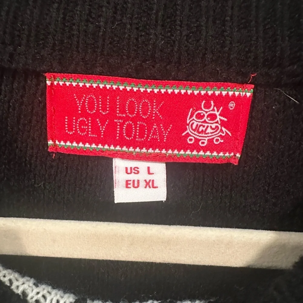 Men’s Black and Blue Reindeer Crewneck Sweater